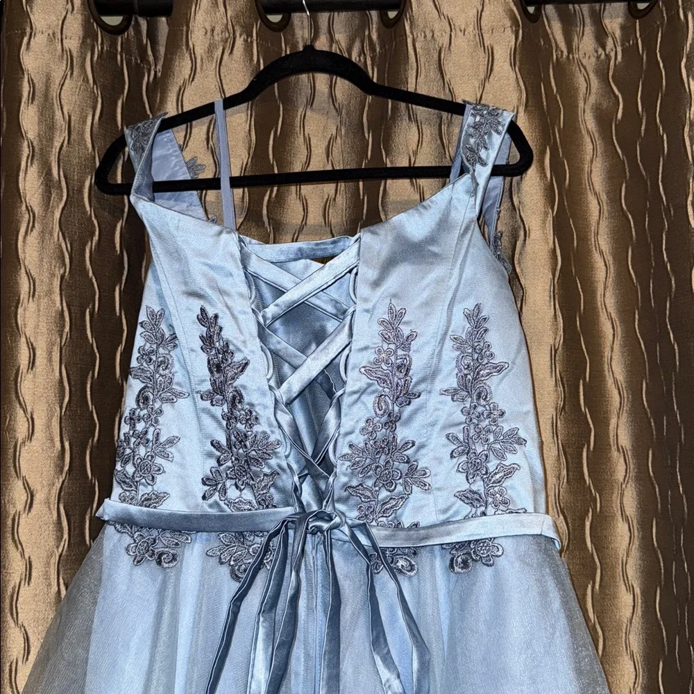 Elegant Blue Tulle and Appliqué Dress 16W NEW NO TAG